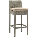 Modway Conduit Outdoor Patio Wicker Rattan Bar Stool - Light Gray Beige-Modern Outdoor Bar Stool