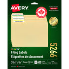 Avery TrueBlock Assorted Colour Laser/Inkjet File Folder Labels, 3-7/16" x 2/3", 600 Pack (05266)-Permanent, Rectangular, 1/3 cut label