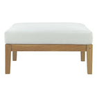 Modway Bayport Outdoor Patio Teak Ottoman - Natural/White-Richly textured wood grain