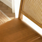 Modway - Arlo Cuir végétalien rembourré en faux rotin et bois Fauteuils d’accompagnement à manger Ensemble de 2 - Bronzage naturel naturel-Rembourrage en mousse dense