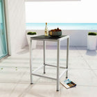 Modway Shore Outdoor Patio Aluminum Bar Table - Silver Grey-Plastic Wood Accent Paneling