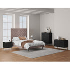 Manhattan Comfort DUMBO Modern Nightstand, Dresser Set and 5-Drawer Tall Dresser Set - Black-Includes 9 Full Extension Drawers Designed in Vertical Textured Ribbed Lines.