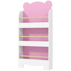 Qaba 3-Tier Kids Book Shelf Organizer - Pink-3-tier height allows kids easy access to items 