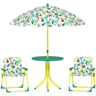 Qaba Kids Picnic Table and Chair Set with 2 Folding Chairs and Removable Umbrella - Green-This 4-piece set creates a complete fun zone for indoors or outdoors 