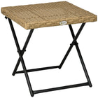 Outsunny - Table basse en rotin pour balcon, bois naturel-Cadre en métal avec revêtement en poudre, résistant à l’écaillage et à la corrosion  
