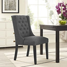 Modway Baronet Button Tufted Fabric Dining Chair - Grey-Solid Rubberwood Legs