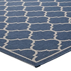 Modway - Avena Treillis en quadrifolie marocain intérieurs et extérieurs Tapis de 5 pi l x 8 pi L - Bleu et beige-Haute densité / Tissé à la machine