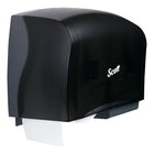 Distributrice de papier hygiénique en rouleau géant double sans mandrin à grande capacité de Scott Essential (09608) - Noire-Conçue pour contenir deux rouleaux de tissu sans mandrin de 9,38 po de diamètre x 3,8 po de largeur (recherchez des rouleaux compatibles des marques Kleenex et Scott)