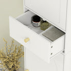 HOMCOM Tall Slim Bathroom Storage Cabinet with Doors - White Wood Grain-Anti-tip kit included for extra safety and peace of mind