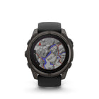 Garmin fēnix 8 - Solar Outdoor Recreation/Adventure Watches - 51 mm - Sapphire, Carbon Gray DLC Titanium with Black/Pebble Gray Silicone Band-Off-grid voice command feature lets you access select watch controls even without a smartphone connection