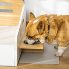 PawHut Elevated Dog Bed with Dog Bowls and Washable Cover-Handle size: 4.7" L x 1.2" W (12 x 3 cm)