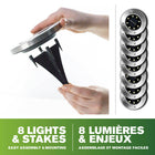 Bell + Howell Swivel Adjustable LED Disk Lights - 8 Pack-Stakes included for easy in-ground placement
