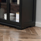 HOMCOM - Armoire de rangement de cuisine moderne 42 po L avec 2 portes coulissantes en verre - noir-Ce buffet de cuisine dispose d’une étagère intérieure réglable 