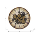 Monarch Specialties - Horloge - 20 po Rond - Mécanisme D'Engrenage - Horloge Murale - Brun - Transitionnel-Affichage numérique romain facile à lire et aiguilles en métal noir derrière une surface en verre transparent, avec un mouvement à quartz moderne pour un chronométrage précis