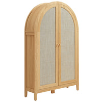 Modway Calista 63" Arched Storage Cabinet With Folding Desk - Oak-Arched Silhouette