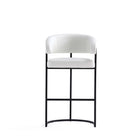 Manhattan Comfort Augusta 22.8" Modern Leatherette Upholstered Barstool - White - 2 Pack-Rounded Backrest. Seat Height: 29.7"