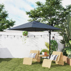 Outsunny - Parasol de patio déporté 8 pi UPF50+ avec rotation à 360°, base en croix, manivelle et inclinaison, gris foncé-Faites pivoter facilement le parasol déporté avec la pédale pour une ombre toute la journée  
