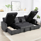 HOMCOM U-Shaped Corduroy Sleeper Sofa Bed with Storage Chaise - Charcoal Grey-Wrapped in skin-friendly corduroy fabric, providing a soft and breathable touch