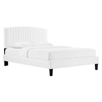 Modway Alessi Performance Velvet Full Platform Bed - White-Vintage Modern Full Bed