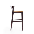 Manhattan Comfort - Klismos tabouret de bar moderne du milieu du siècle de 20" en similicuir camel et noyer foncé, lot de 3-Comprend un repose-pieds en métal doré