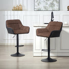 HOMCOM - Tabourets de bar pivotants réglables en tissu capitonné - brun - paquet de 2-Convient pour une utilisation dans les bars, cuisines et salles à manger hautes 
