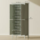 HOMCOM 70" H Kitchen Pantry Cabinet with Sensor LED Light - Green-Sleek solid finish with PU leather pulls for modern flair 