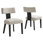 Modway Nalani Fabric Upholstered Dining Chairs - Heathered Weave Ivory/Black - 2 Pack-Dining Chair Set