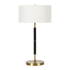 Hudson&Canal - Lampe de table Simone 25" de hauteur, 2 lumières, avec abat-jour en tissu - Noir/laiton/blanc-Design industriel pour votre salon, votre espace de travail ou votre table de chevet