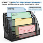 ShoppingAll - Organisateur de documents en maille, trieur de fichiers et porte-revues à 4 niveaux pour bureau ou mur, format lettre/A4 - noir-Dispose de quatre compartiments étagés qui offrent une grande visibilité et un accès facile à vos fichiers, vous aidant à trier et prioriser efficacement documents, courriers et brochures.