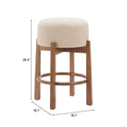 Zuo Nade Counter Stool - Beige/Walnut - Set of 2-7