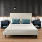 Manhattan Comfort Granville 18.11" Modern 1-Drawer Nightstand 2-Piece Set - Midnight Blue-Includes 1 Full Extension Drawers with Top Drawer Designed in Vertical Textured Ribbed Lines Made from Solid Wood