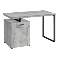 Monarch Specialties 7763 48" Computer Desk - Grey Left Or Right Facing-Computer desk with 1 drawer, 1 large storage compartment, and a thick-panel floating desktop in a modern grey laminate