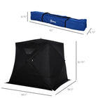 Outsunny 4-Person Insulated Ice Fishing Tent - Portable Ice Fishing Shelter with Ventilation Windows-Stakes and cord loops are used to add stability on windy days    