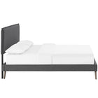 Modway Camille Fabric Queen Platform Bed with Round Splayed Legs - Grey-Center Rail with Support Two Legs