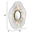 Zuo Comet Round Mirror - Black/Gold-3 year limited warranty