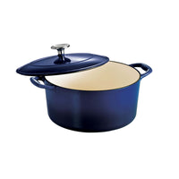 Tramontina 5.5 Qt Enameled Cast Iron Series 1000 Covered Round Dutch Oven - Gradated Cobalt-Durable HT150 Alloy Construction: Built with superior heat-retaining HT150 cast iron, ensuring even cooking performance and long-lasting durability