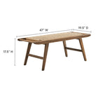 Modway Saoirse 47" Wove Rope Wood Bench - Walnut/Natural-Basket Weave Design
