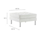 Modway Loft Tufted Vegan Leather Ottoman - Silver/White-Smooth Faux Leather Upholstery