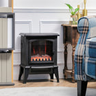 HOMCOM 750/1500W Electric Fireplace Heater - Black-Covering an area of 161-215ft² (15-20m²), suitable for your living room, bedroom and more 