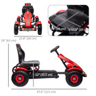 Aosom - Go-kart à pédales pour enfants avec siège réglable, roues en caoutchouc - rouge-Dimensions totales : 47,6 po L x 22,8 po l x 24 po H (121 x 58 x 61 cm) 