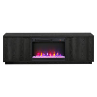 Hudson&Canal Mansfield TV Stand with 26" Crystal Fireplace for TV's up to 78" - Black Grain-A transitional design accommodates TVs up to 78" for your entertaining space