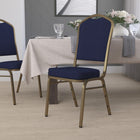 Flash Furniture HERCULES Series Crown Back Stacking Banquet Chair with Gold Frame - Navy Blue Patterned Fabric-500 lb. Weight Capacity