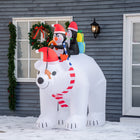HOMCOM 7' Inflatable Polar Bear with Two Penguins Christmas Decorations-8 white LED light groups in the internal decoration to bring a vibrant effect and enhance visibility at night 