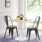 Modway Lippa 28" Square Wood Dining Table - White Natural-Chip-Resistant Metal Pedestal Base