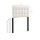 Modway Emily Stain-Resistant Performance Velvet Twin Size Headboard - Alabaster-Button Tufting