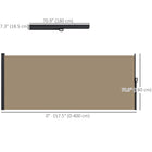 Outsunny Retractable Side Awning - 13' x 6' - Khaki-Powder-coated metal frame ensures durability
