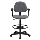 Flash Furniture Fabric Drafting Chair with Adjustable Arms - Grey-Contemporary Draft Stool