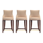 Manhattan Comfort Shubert 22.64" Modern Leatherette Upholstered Counter Stool - Tan - 3 Pack-Modern Counter Stool with Backseat Perfect for Counter and Kitchen Use. Set of 3