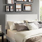 Modway Phoebe Vinyl Full Platform Bed with Round Splayed Legs - White-Wood Frame / Particleboard Panel