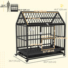 PawHut 49" Heavy Duty Dog Crate with Removable Tray and Doors - Black-Features removable tray and hinged roof for convenient cleaning 